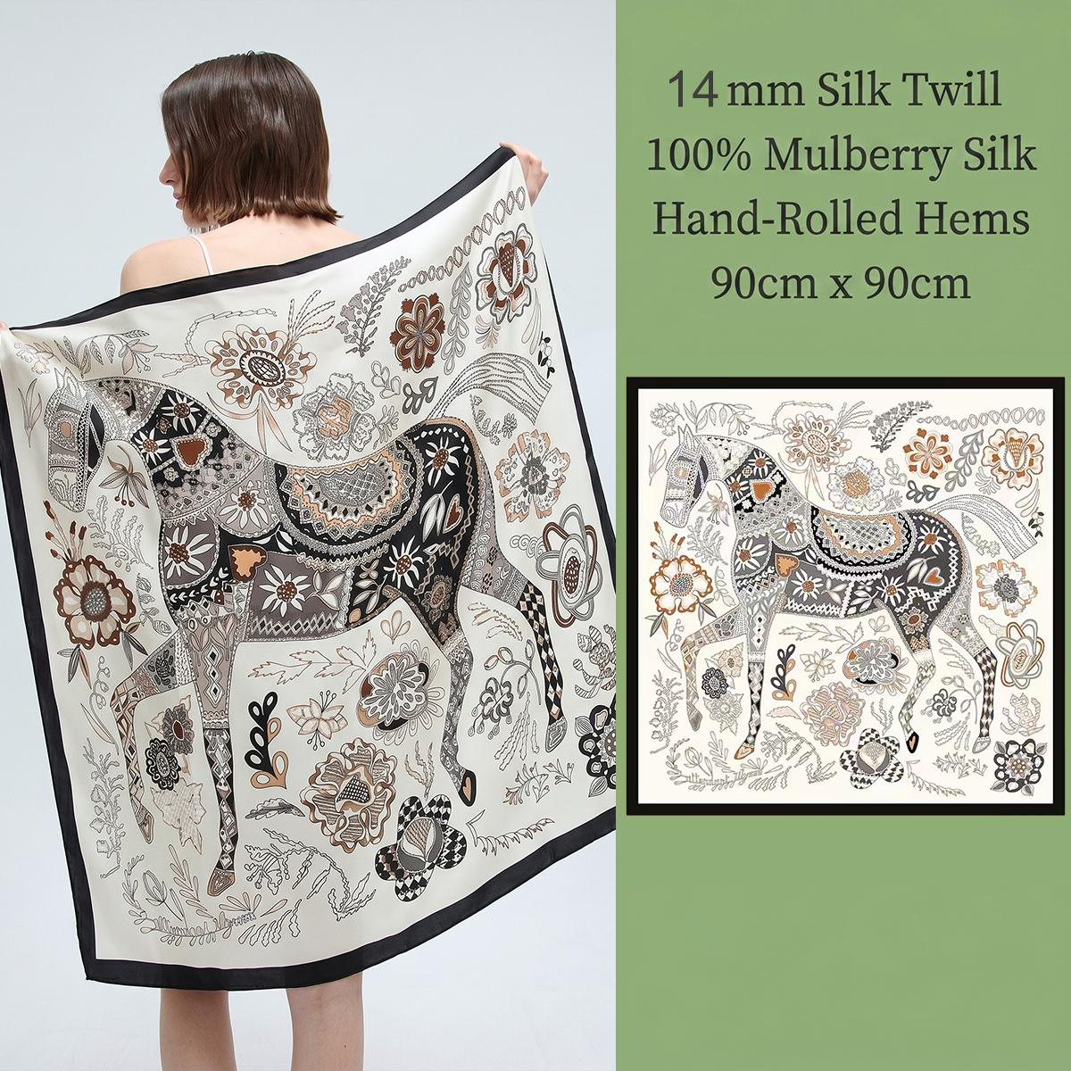 Luxury Custom Digital Print 100% Mulberry Silk Scarf Hand Rolled Hem Women s Double Sided Printed Silk Twill Scarf