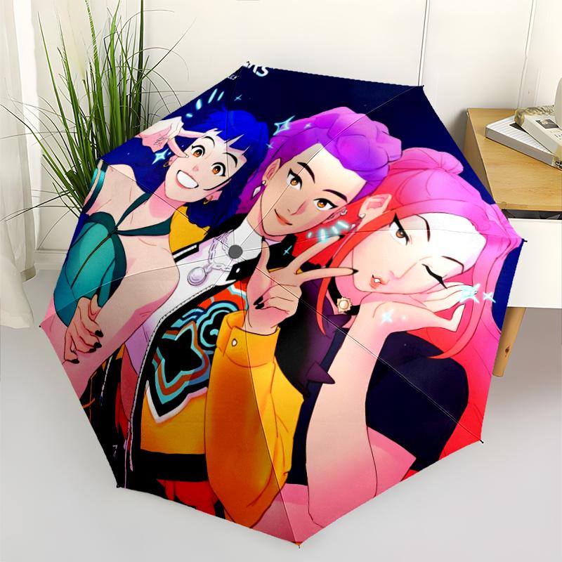 KPOP Hunter Fashionable Automatic Opening/Closing Folding Umbrella. Portable and Foldable, Ideal for Gift, Travel, and Daily Use.