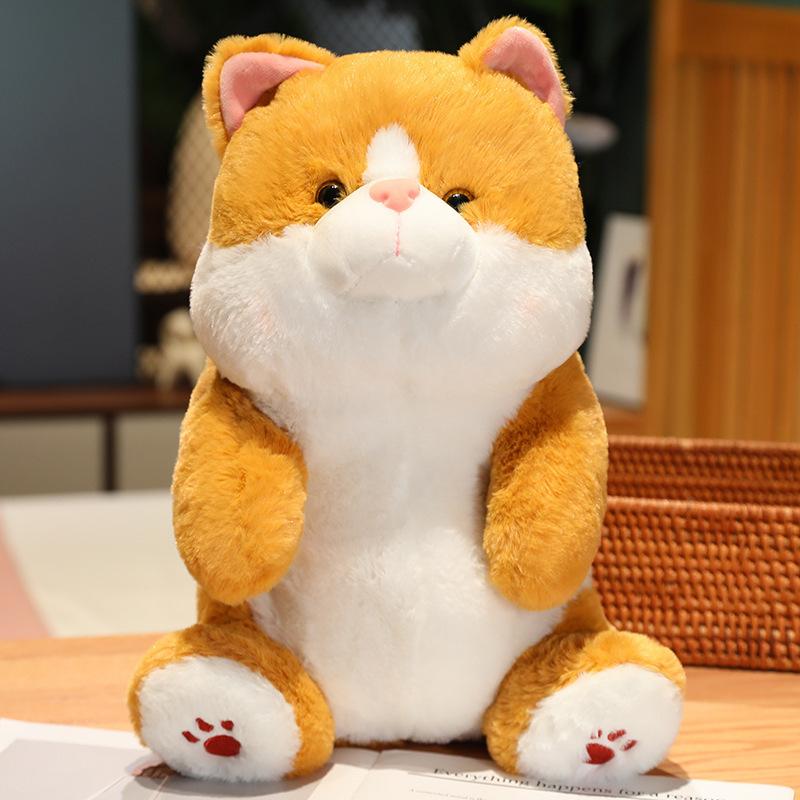 Cute Sitting Cat Plush Doll Soft Cute Orange Cat Throw Pillow Children'S Kitten Pet Doll Girl Birthday Gift