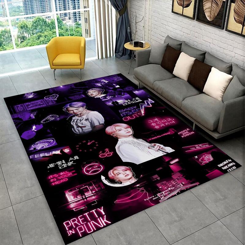 Kpop B-BTS JIMIN Star Carpet Rug for Playroom Bedroom Living Room Sofa Home Decor,kid Area Rug Non-slip Floor Mat Gift