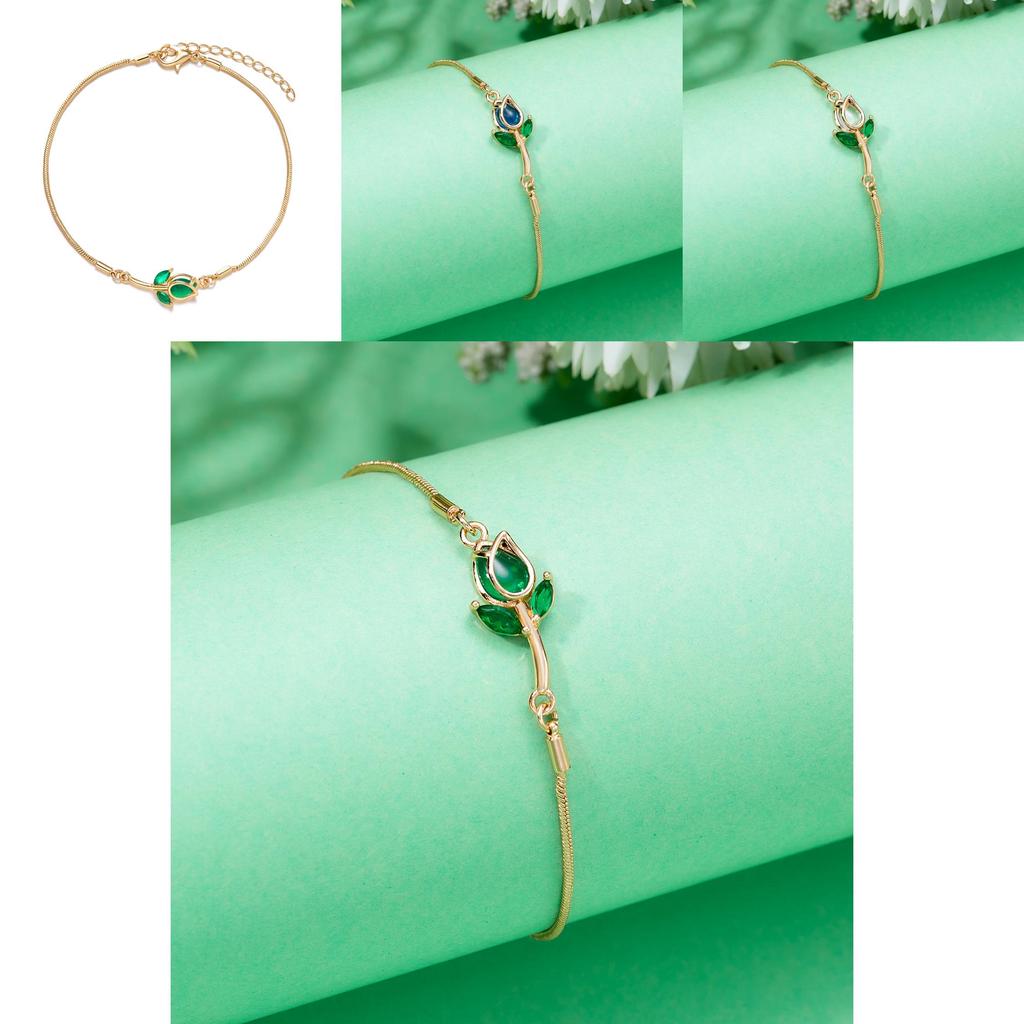 Fashionable Tulip Flower Copper Wrist Accessory With Rhinestones For Gift Giving