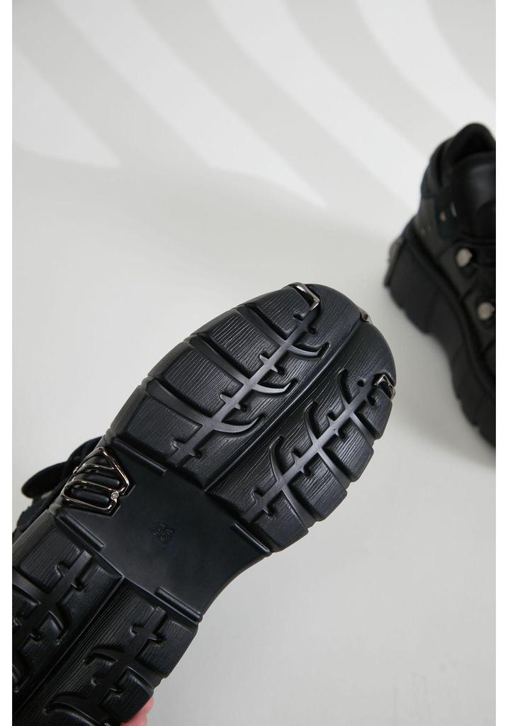 2024 Fall/Winter Women's Thick-Soled Punk Leather Shoes - Dark Low-Top Motorcycle Boots