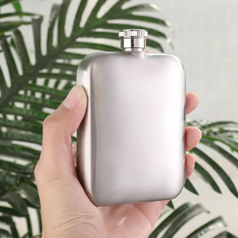 304 Stainless Steel 6oz Wine Flagon Rectangular with Funnel Pocket Hip Flask Unbreakable Fall-resistant Drinking Pot Camping