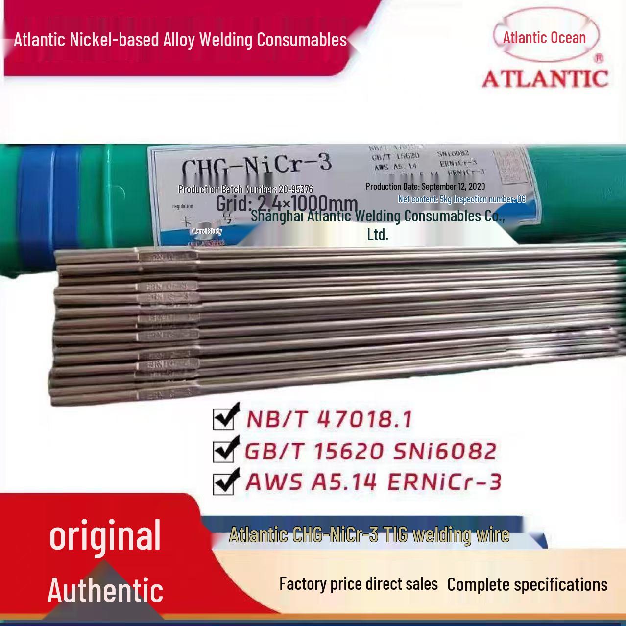 

Atlantic Nickel Alloy Welding Wire CHG-NiCr-3 ERNi-1 6082 NiCrFe-2-5-7 ERNiCr-3