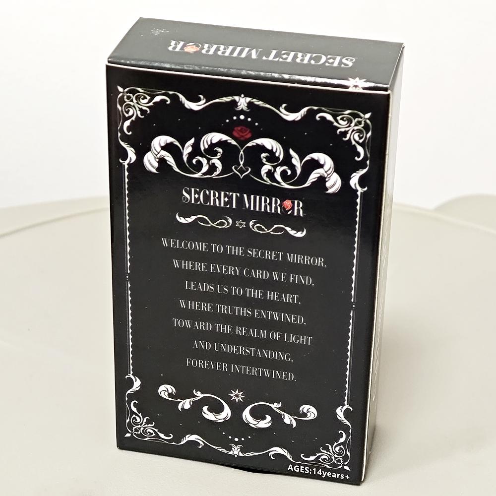 10,3*6 cm Miroir secret Tarot Art féminin Tarot dans un riche symbolisme avec un royaume monochrome:Cartes noires, blanches, rouges et dorées, 80 pièces