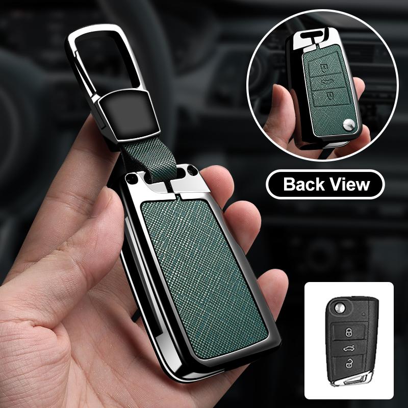 Zinc Alloy Car Key Case Protector Cover For Vw Volkswagen Golf 7 Mk7 Tiguan Mk2 T-Roc T-Cross Shell Holder Accessories