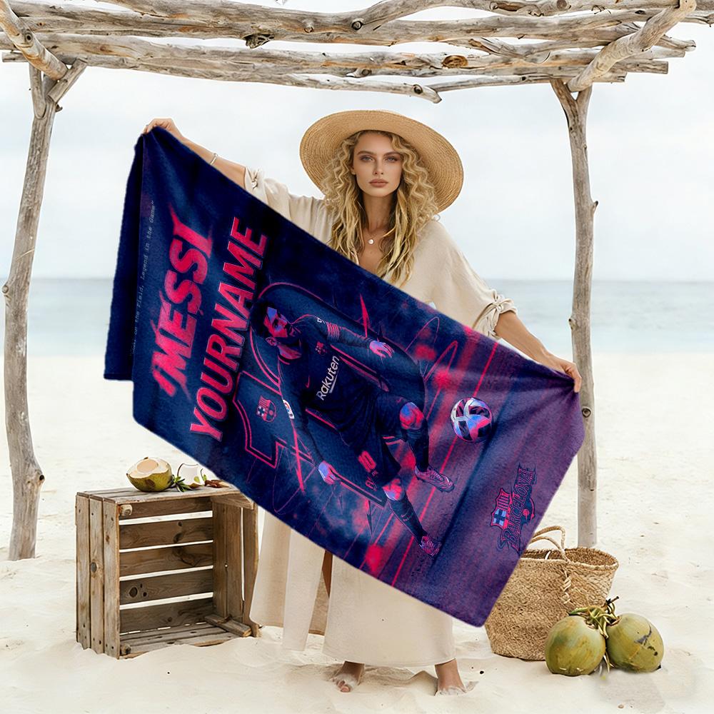 Messi Personalized Text Beach Towel Quick-Dry Soft Microfiber Portable for SwimmingBeachCamping Travel Beach AccessoriesGym