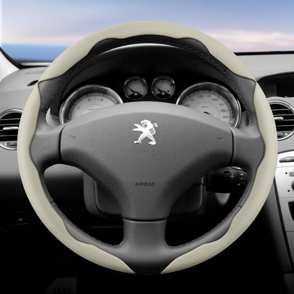 DHLWY1 Geeignet für Peugeot Atmungsaktive Löcher Lederlenkradabdeckung Segmentiertes Schnellverschluss-Design Rutschfest Langlebig 206 208 3008 308 207 307