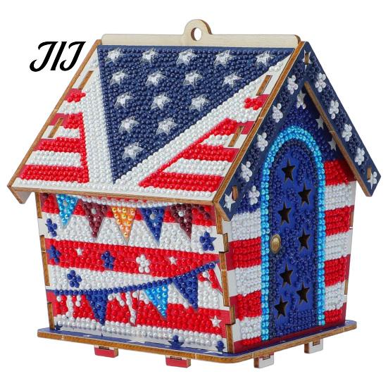 Artigianato da scrivania fatto a mano Kit Pittura con strass Casa di Natale 3D, Set Artigianale Fai da te Capanna Girasole in Legno, Ornamento Artistico Artigianale per Decorazione