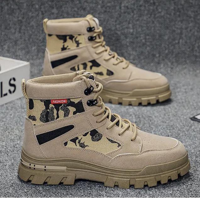 Martin Boots Men's High-top Winter Black Canvas Tooling Shoes Platform Non-slip Men's Outdoor Mid-top Tactical Training Boots