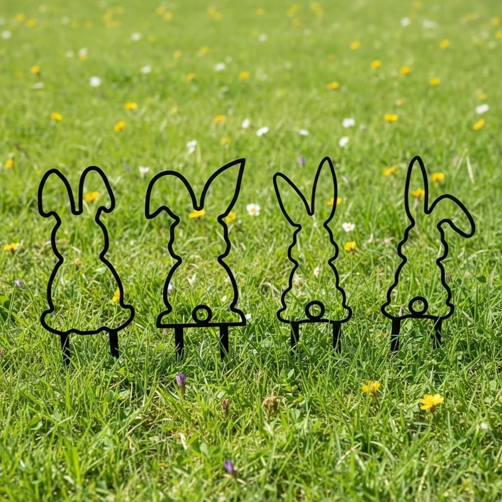 

4 шт. Металлическое уличное садовое украшение с колышком для втыкания в землю One Size чёрный