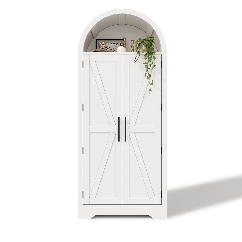 170×70×35cm Tall, Arched Cabinet, with Shelf Above the Door and Open Top, suitable for Kitchen, Dining Room, Living Room and Bedroom; white