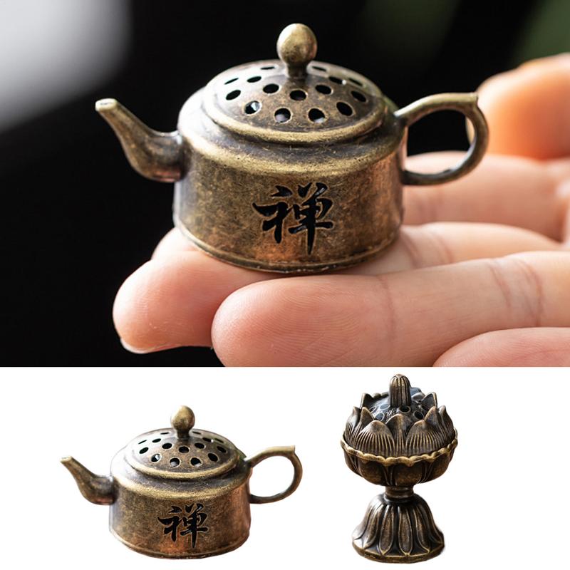 Tea Pot Shape Incense Holder Small Vintage Incense Holder Indoor Decorative Supplies Artistic Zen Decoration for Study Bedrooms