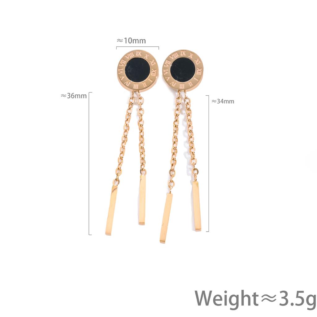 Retro French Roman fringed earrings are suitable for round face and thin stainless steel earrings with simple style