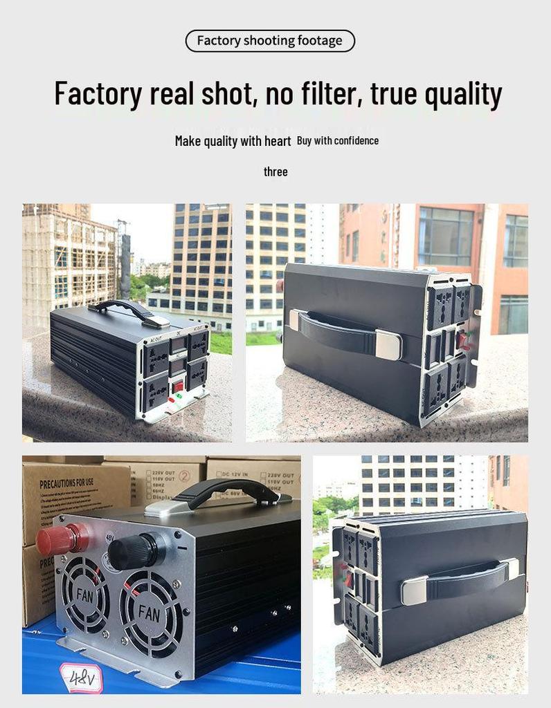 High Power 12V/24V To 220V EV Truck Battery Inverter 48V/60V Converter