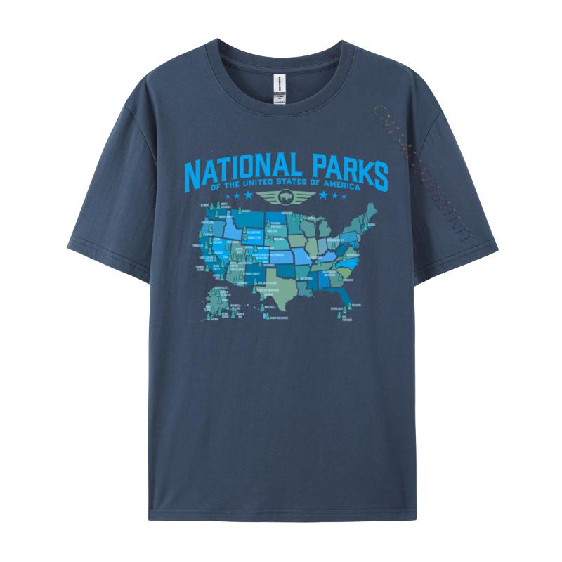 Unisex TShirt All Us National Parks Map Camping 80s Summer Tops Shirt Print Tops Tees Fitted Printed On Tshirts Wholesale