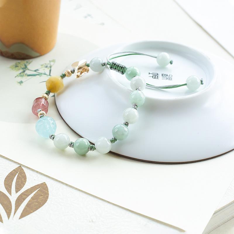 Natural Crystal Bracelet Women'S Strawberry Crystal Accessories Jasper Aquamarine Bracelet