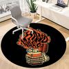 1pc Flame Bones Skull Office Round Area Rug, Indoor Mat Suitable For Office, Under Office Chairs Bedroom Living Room Home Decor, Room Deco