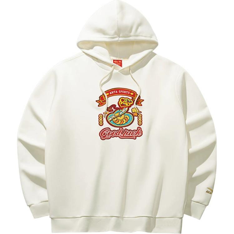 

Anta Comfortable Casual Simple Loose Round Neck Pullover Hoodie Men hoodies Ivory 152518725S-1 XL