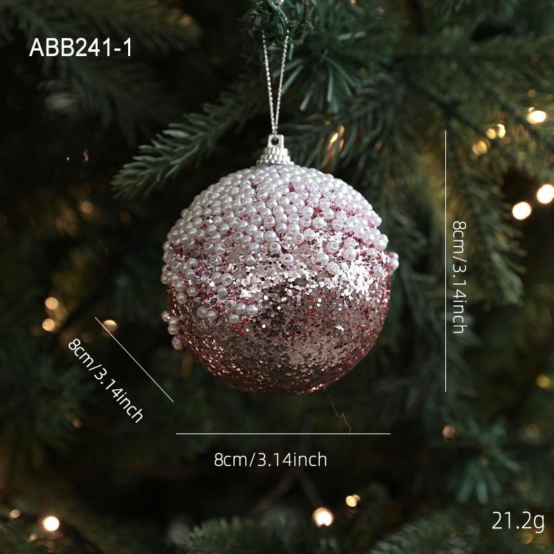 New pink foam Christmas ball pendant shiny glitter Diamond Powder Christmas Tree Hanging Ball Decor Navidad Decor 2025