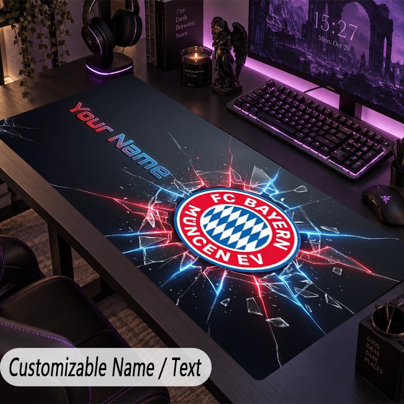 Großes Mauspadd Bayern München Benutzerdefinierter Name Text Personalisierte Schreibtischunterlage Rutschfestes Gaming-Pad 30cmx60cm