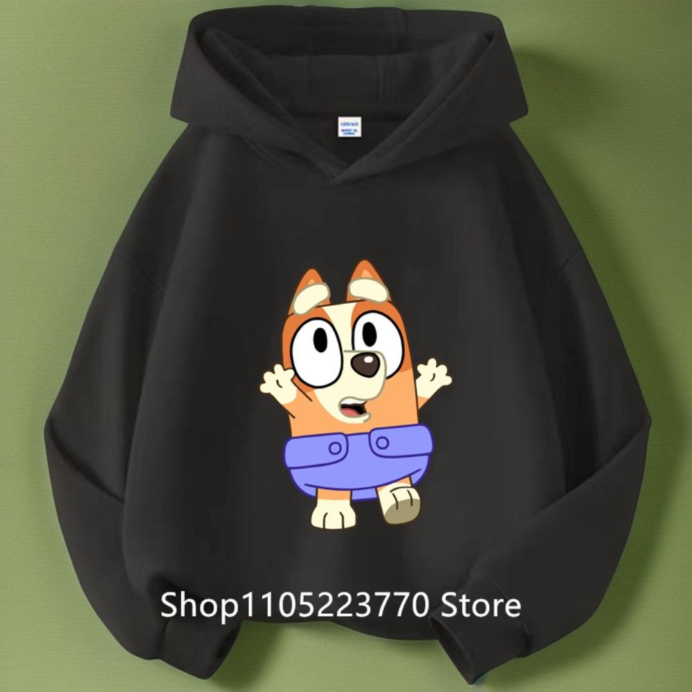 Kids Bluey Hooded Sweatshirt Fall Winter Warm Soft Pullover Comfortable Playwear for Boys Girls