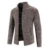 Men's plush sweater cardigan plus size men's stand-up collar warm knitted jacket youth