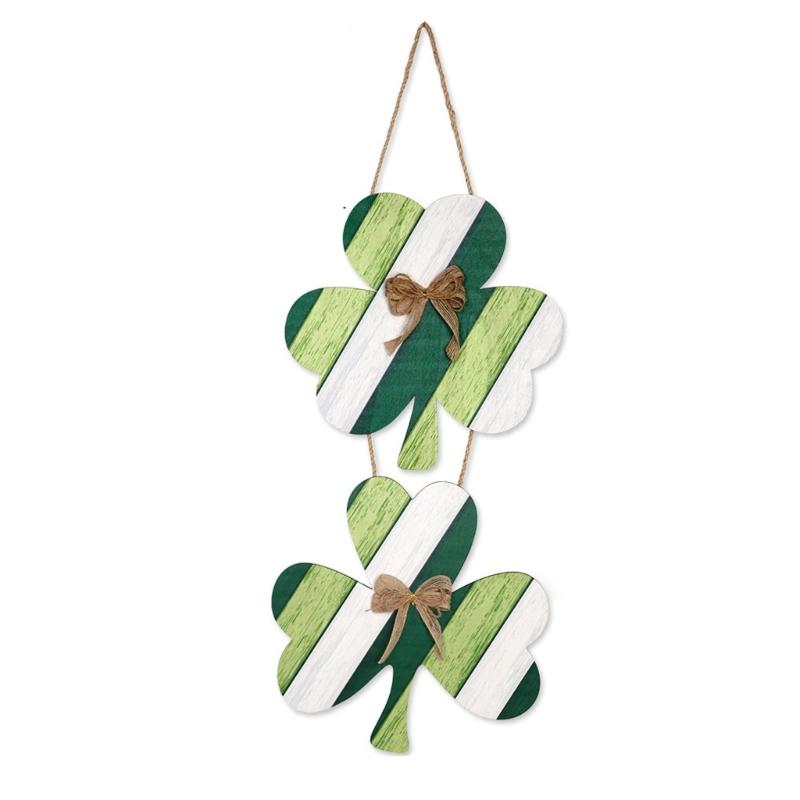 Irish Festival Decoration Wood Shamrock Door Sign Hanging Ornament for Front Door Mantels Tree Holiday Party Decoration