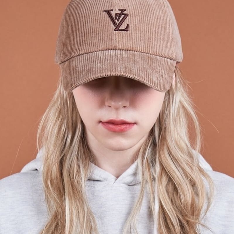 

VARZAR 3D Monogram Pigment Washed Corduroy Overfit Ball Cap Camel FREE