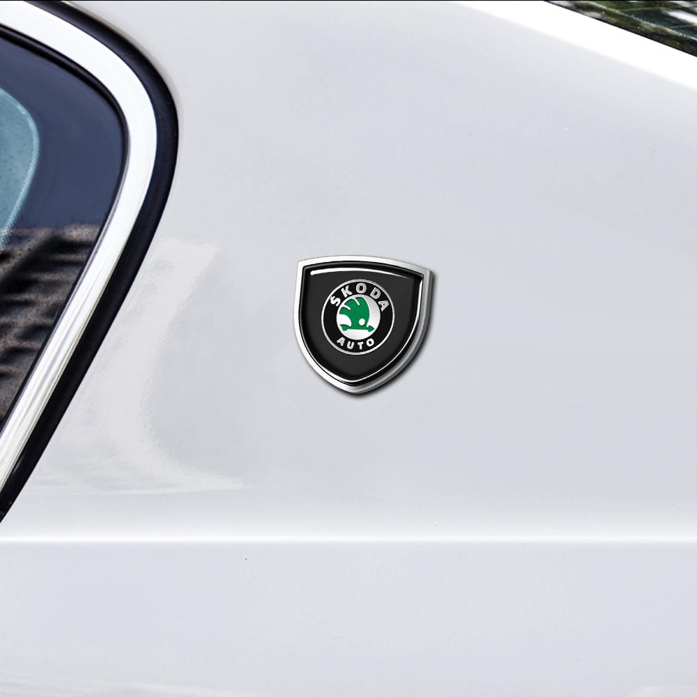 Car Styling 3D Meta Auto Door Shield Emblem Car Body Badge Sticker for Skoda Octavia MK2 MK1 2 3 A5 A7 A8 Fabia Karoq Superb Rapid Kamiq