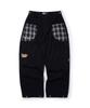 Lujeoseukeulleob Check Patch Wide Cotton Pants Black