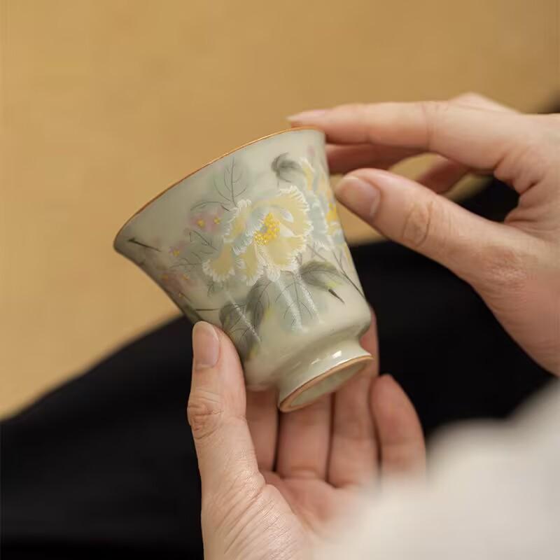 Secret Huang Ru Kiln Retro Chinese Open Fragrance Cup Small Single Cup Household Kung Fu Tea Set Master Cup Tea Cup Tea Cup