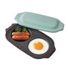 Toffy Microwave Double Grill Plate Cooks Two Dishes Saves Includes Recipe Pale Aqua K-MW5, Simultaneously, Time, Book, Non-stick Coating,