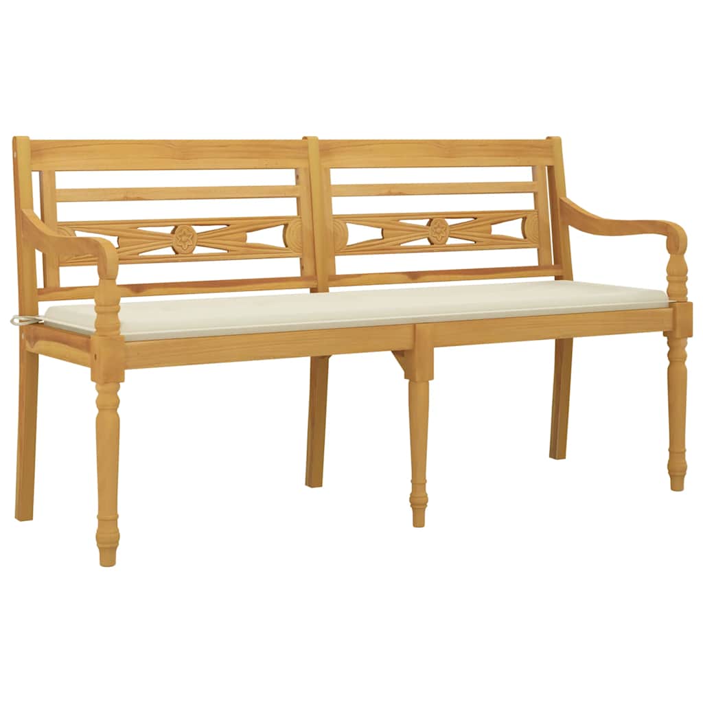 Batavia Bench with Cream Cushion 150 Cm Solid Teak Wood