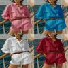 Set Casual da Donna in Cotone e Lino a Maniche Corte con Pantaloncini per Estate e Primavera