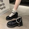 Mode Frühling/Sommer High Heels Schuhe Lolita Röcke Schleife Perlenschnallen Mary Jane Damenschuhe Bankett Casual für Frauen 2025