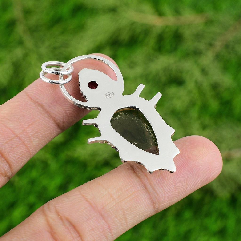 Pear Natural Smoky Quartz Mozambique Garnet 925 Sterling Silver Pendant Jewelry