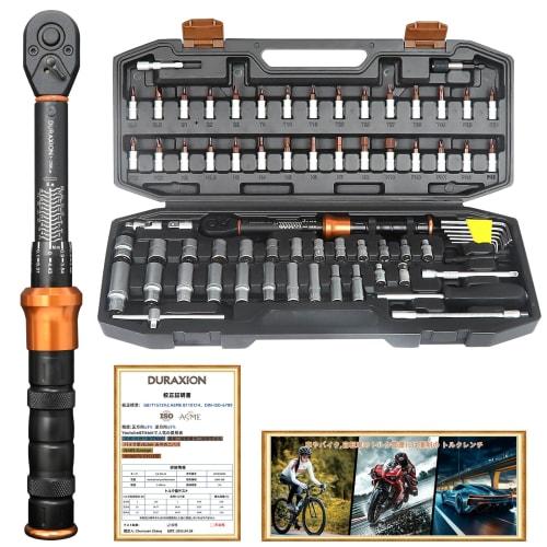 

DURAXION Torque Wrench Set, 71-Piece Set for Bicycles and Road Bikes, Preset, 6.35 mm (1/4 inch) Drive, 1-25 N.m, Motorcycle, Electric Vehicle, and Ma