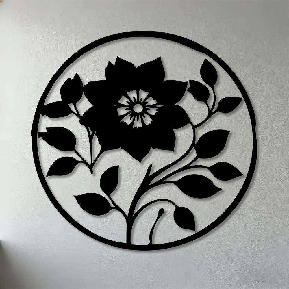 Art Deco Iron Wall Sculpture Floral Circle Decor Living Room Bedroom Office