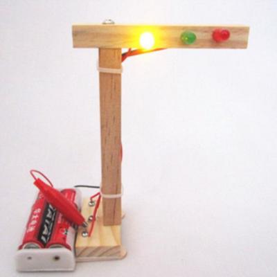 Dětský vědecký experiment chlapci DIY hračky mini dřevěný semafor led studentský gizmo učení vzdělávání