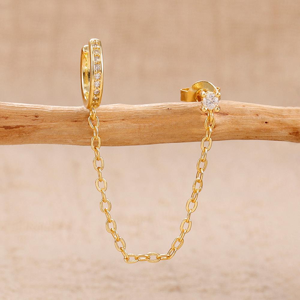 Trendige Kupfer-Ohrclips ohne Piercing mit Zirkonia-Quasten-Ohrsteckern – Leichter Luxus-Modeschmuck für Frauen