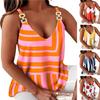 Women Shirt Graphic Print Chain Sling Summer Off Shoulder V Neck Office Commute Blouse for Daily Wear