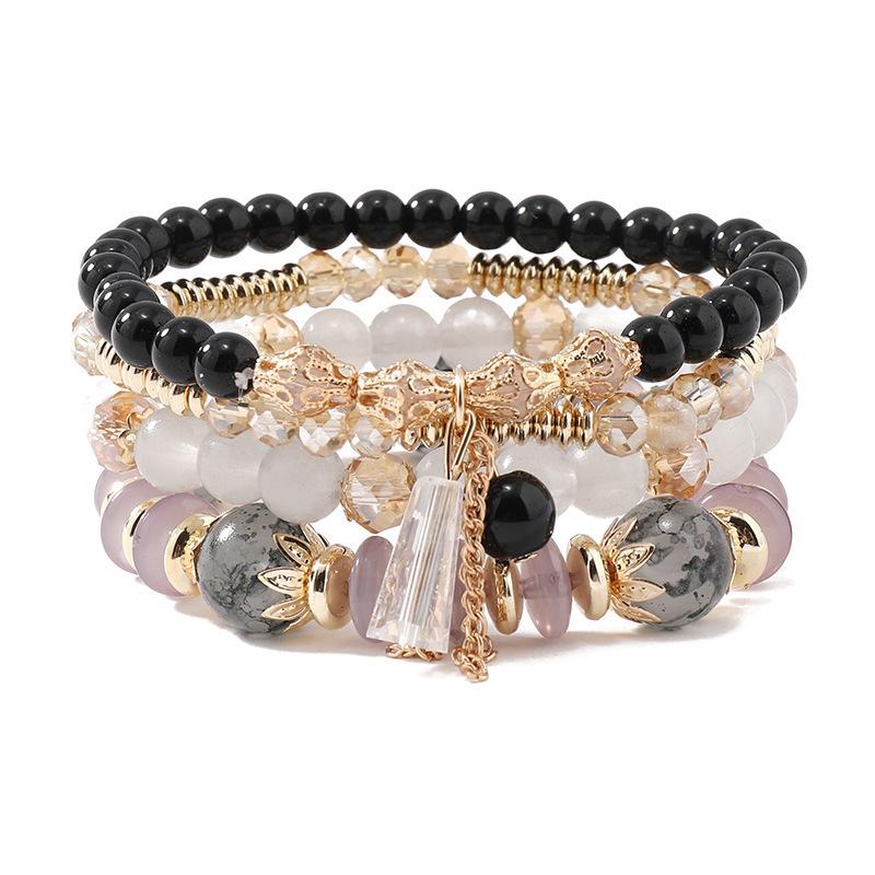 Chic Bohemian Four-Layer Glass Beaded Tassel Women's Bracelet