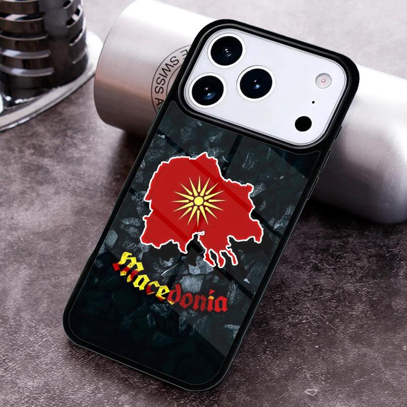 Macedonia Flag Phone Case for iPhone 17 16 15 Pro Max Air 14 13 12 11 Plus Shockproof Capa Cover