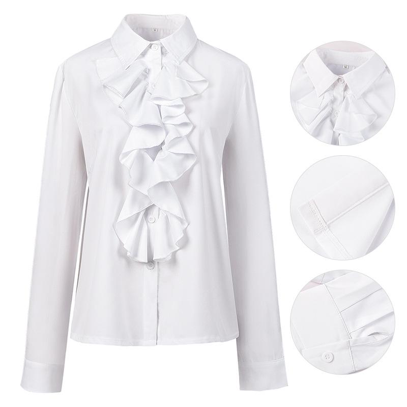 Victorian Gothic Women's Long Sleeve Lotus Pleated Shirt