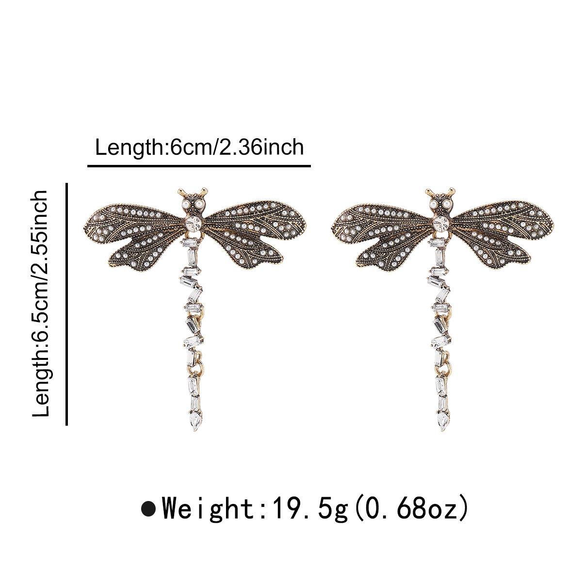 Персонализированные Модные Уникальные Креативные Высокодизайнерские Ретро Серьги-Подвески Стрекоза из Сплава со Стразами для Женщин Модные Украшения золотой