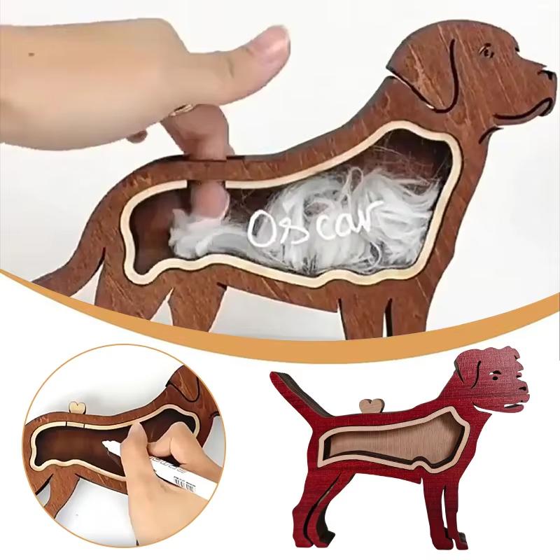 Pet Hair Keepsake Box Pet Hair Collector Container Wooden Dog Hair Storage Box Table Sign Decoration Pet Owner Memorial Gift