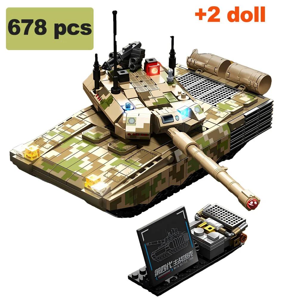 678pcs City Military Army Tank Building Blocks Army Vehicle Model Assemble Bricks Toys Birthday Gifts Children Boys