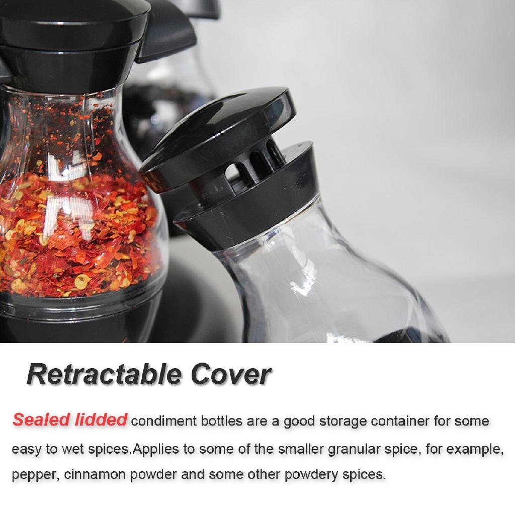 16Pcs 360 Rotating Condiment Set Spice Jar Rack Kitchen Cruet Condiment Bottle Coffee Sugar Seal Jar Container Castor