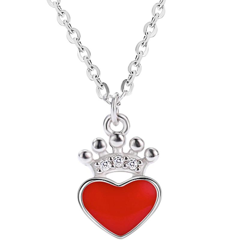 Crown Red Love Necklace Fashion Jewelry Niche Design Light Luxury Temperament Korean Version Pendant Women Premium
